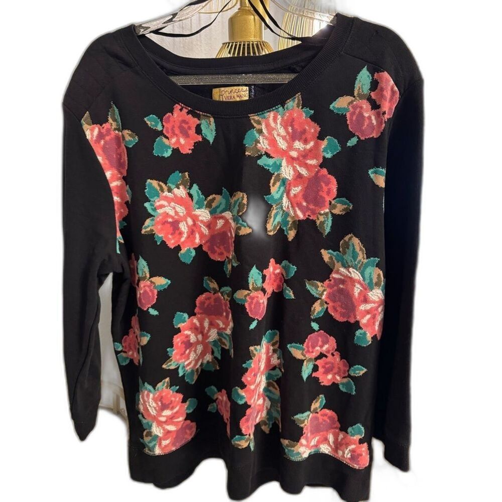Vera Wang Black Floral Sweatshirt